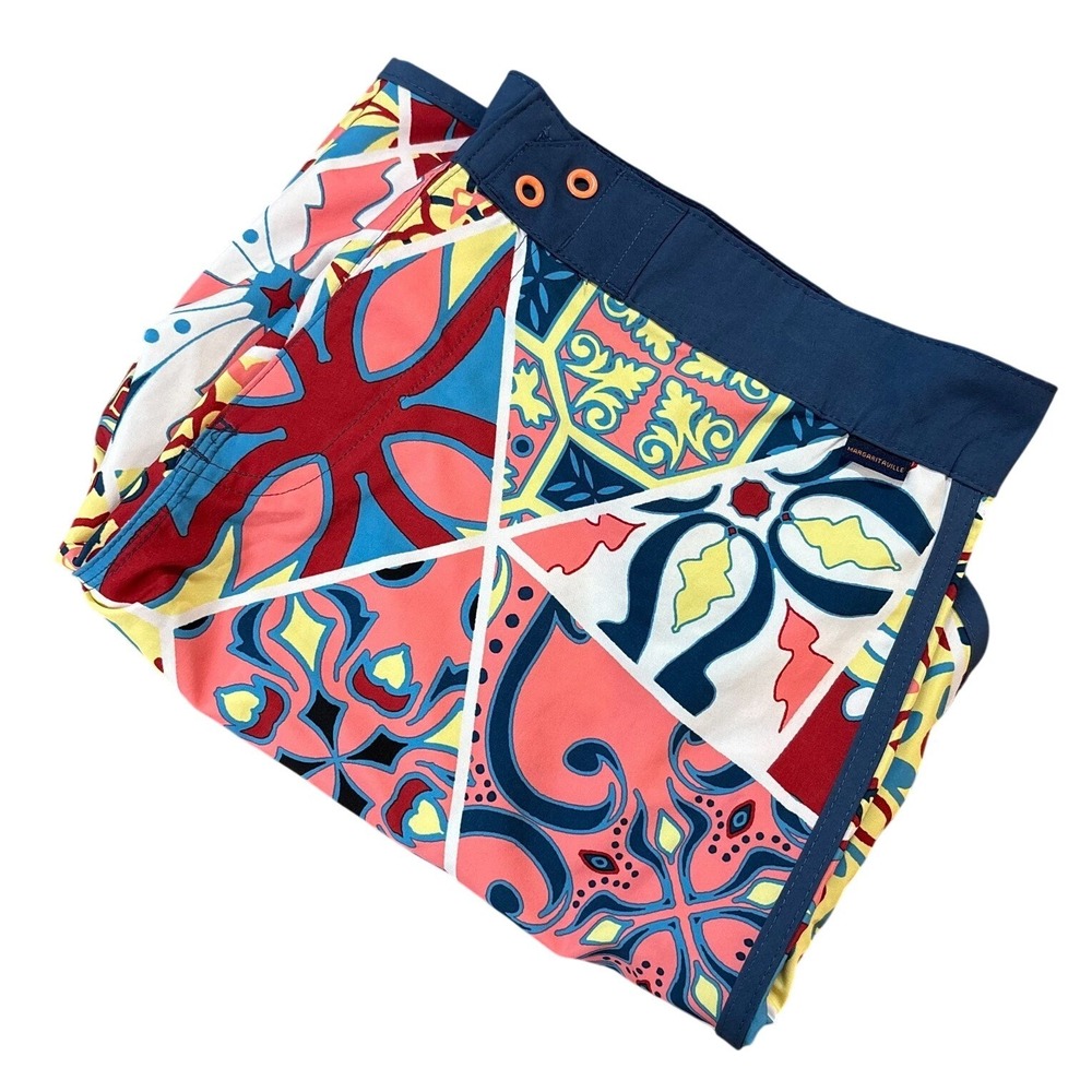 MARGARITAVILLE Mens Swim‎ Trunks Board Shorts 36 Multicolor Patchwork Print